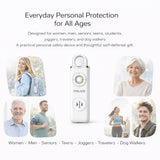 POLICE Personal Alarm Keychain For Women & Men – 130dB Siren Alarm, LED Flashlight with Strobe Light Rechargeable Safety Alarm - White