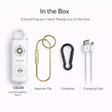 POLICE Personal Alarm Keychain For Women & Men – 130dB Siren Alarm, LED Flashlight with Strobe Light Rechargeable Safety Alarm - White