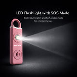 POLICE Personal Safety Alarm Keychain For Women & Men – 130dB Siren Alarm, LED Flashlight with Strobe Light Rechargeable Emergency Siren - Pink