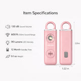 POLICE Personal Safety Alarm Keychain For Women & Men – 130dB Siren Alarm, LED Flashlight with Strobe Light Rechargeable Emergency Siren - Pink