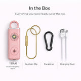 POLICE Personal Safety Alarm Keychain For Women & Men – 130dB Siren Alarm, LED Flashlight with Strobe Light Rechargeable Emergency Siren - Pink