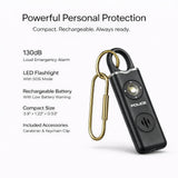 POLICE Personal Safety Alarm Keychain For Women & Men – 130dB Siren Alarm, LED Flashlight with Strobe Light Rechargeable Emergency Siren - Black