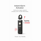 POLICE Personal Safety Alarm Keychain For Women & Men – 130dB Siren Alarm, LED Flashlight with Strobe Light Rechargeable Emergency Siren - Black