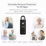 POLICE Personal Safety Alarm Keychain For Women & Men – 130dB Siren Alarm, LED Flashlight with Strobe Light Rechargeable Emergency Siren - Black