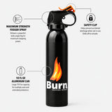 BURN Pepper Spray Self Defense Fogger - Max Strength Heavy Duty OC Spray in Portable Fire Master Canister - 10 fl oz