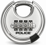 POLICE Combination Lock with Hardened Steel Shackle Heavy Duty Keyless 4 Digit Combo Disc Lock Stainless Steel Padlock