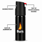 Burn Pepper Spray for Self Defense - Max Strength OC Spray with Security Hand Strap - 0.84 fl oz Black
