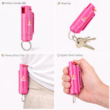 Burn Pepper Spray Keychain for Self Defense - Police Strength OC Spray - 1/2oz Pink