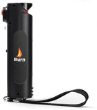 BURN 3-in-1 Max Strength Pepper Spray for Self Defense, Built in 130dB Personal Safety Alarm and LED Flashlight, USB Rechargeable Black