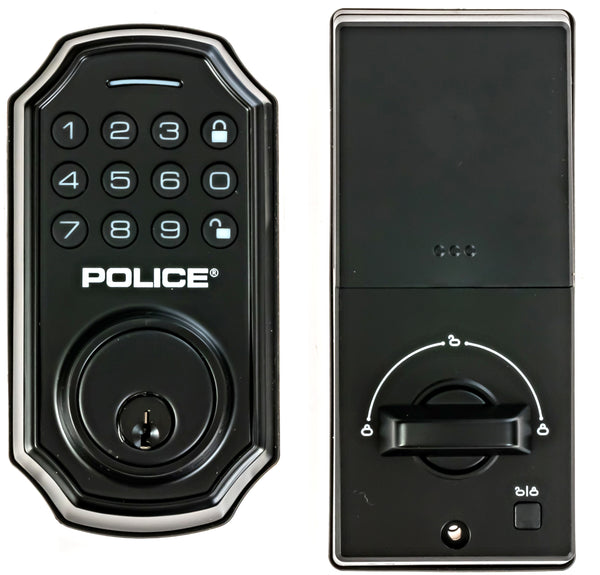 POLICE Keyless Entry Door Lock with Keypad - Smart Deadbolt Lock - Front Door Lock with 2 Keys - Electronic Combination Door Lock with App - Black