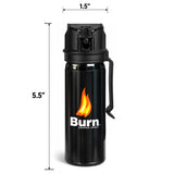 Burn Pepper Spray for Self Defense with Belt Clip - Police Strength Heavy Duty OC Spray - 3.7 fl oz Black