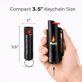 Burn Pepper Spray Keychain for Self Defense - Police Strength OC Spray - 1/2oz Black