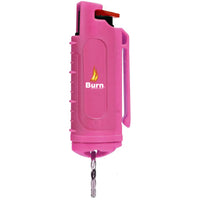 Burn Pepper Spray Keychain for Self Defense - Max Strength OC Spray - 1/2oz Molded Case - Pink