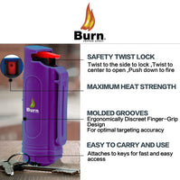 Burn Pepper Spray Self Defense 1/2oz Keychain Case Purple