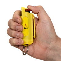 Burn Pepper Spray Self Defense 1/2oz Keychain Case Yellow