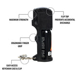 Burn Pepper Spray for Self Defense 1/2oz Keychain Case Black