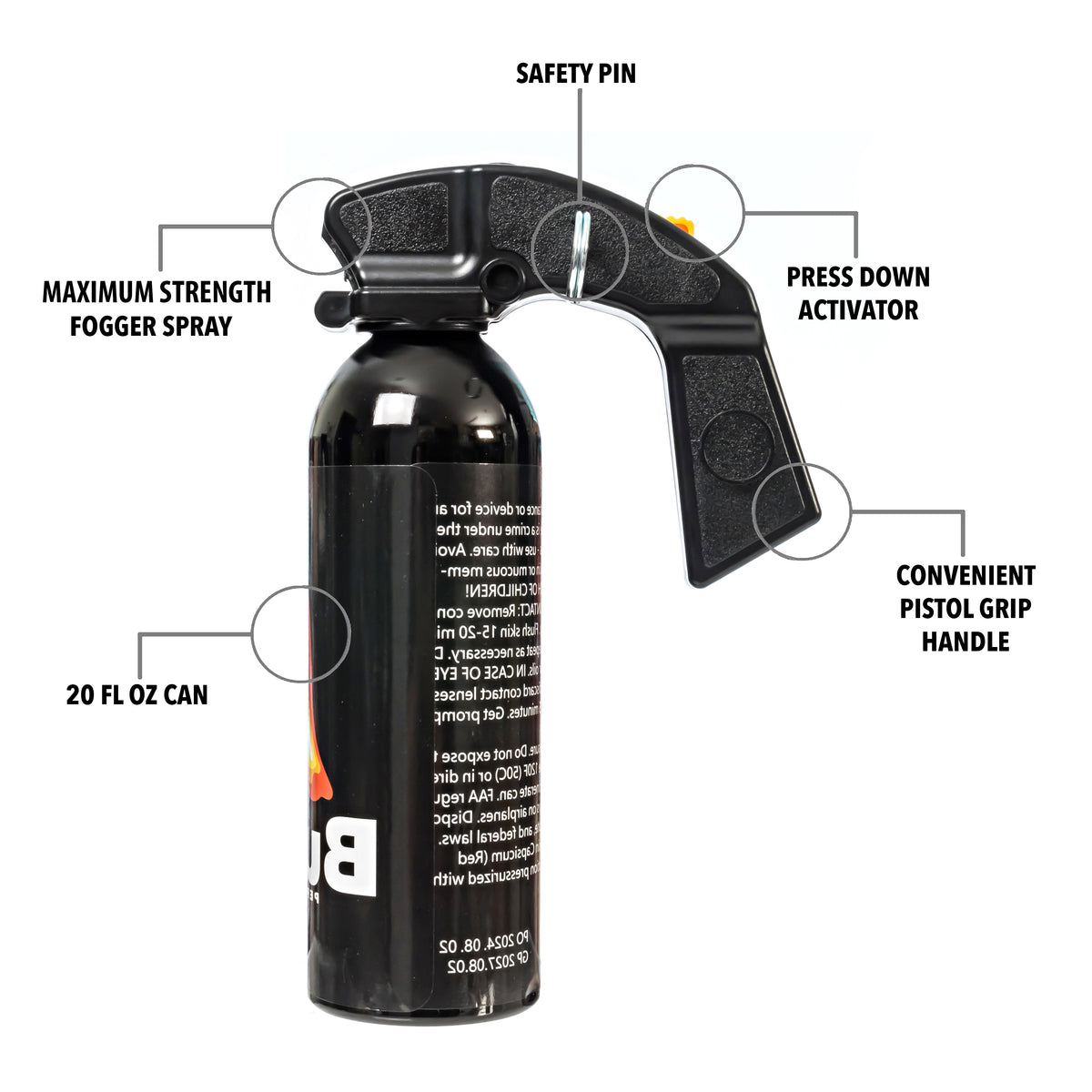 Max Strength Burn Pepper Spray 20 oz Home Defense Fogger