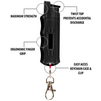 Burn Pepper Spray for Self Defense 1/2oz Keychain Case Black