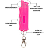 Burn Pepper Spray Self Defense 1/2oz Keychain Case Pink