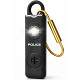 POLICE Personal Safety Alarm Keychain For Women & Men – 130dB Siren Alarm, LED Flashlight with Strobe Light Rechargeable Emergency Siren - Black