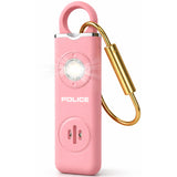 POLICE Personal Safety Alarm Keychain For Women & Men – 130dB Siren Alarm, LED Flashlight with Strobe Light Rechargeable Emergency Siren - Pink