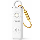 POLICE Personal Alarm Keychain For Women & Men – 130dB Siren Alarm, LED Flashlight with Strobe Light Rechargeable Safety Alarm - White