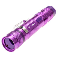 Police Stun Gun Metal Rechargeable Taser Flashlight Purple